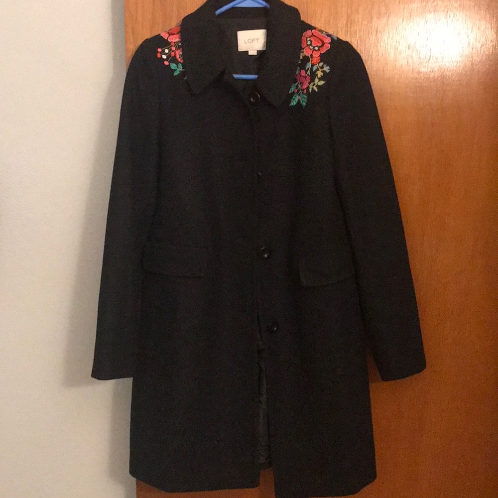 LOFT Peacoat - Floral Embroidery - Size XS